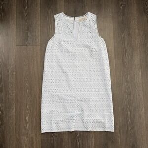 Ann Taylor Loft Eyelet Shift Preppy Dress Sz 6 Blue Coquette Cottage Feminine